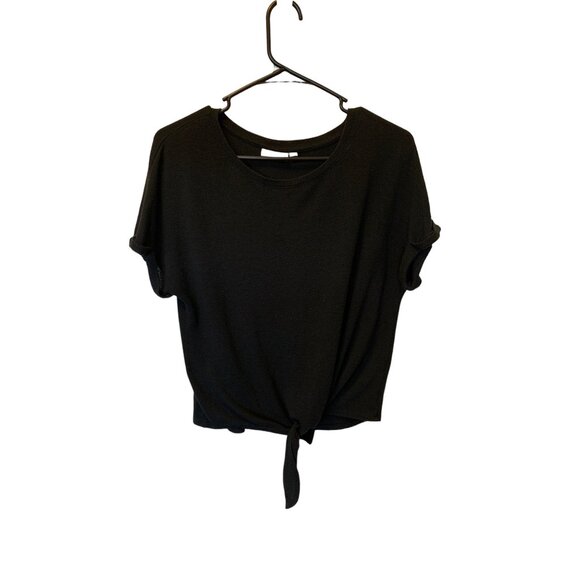🌸3/$15🌸Black Small Crop Top Front Tie T-shirt Small - Picture 1 of 5